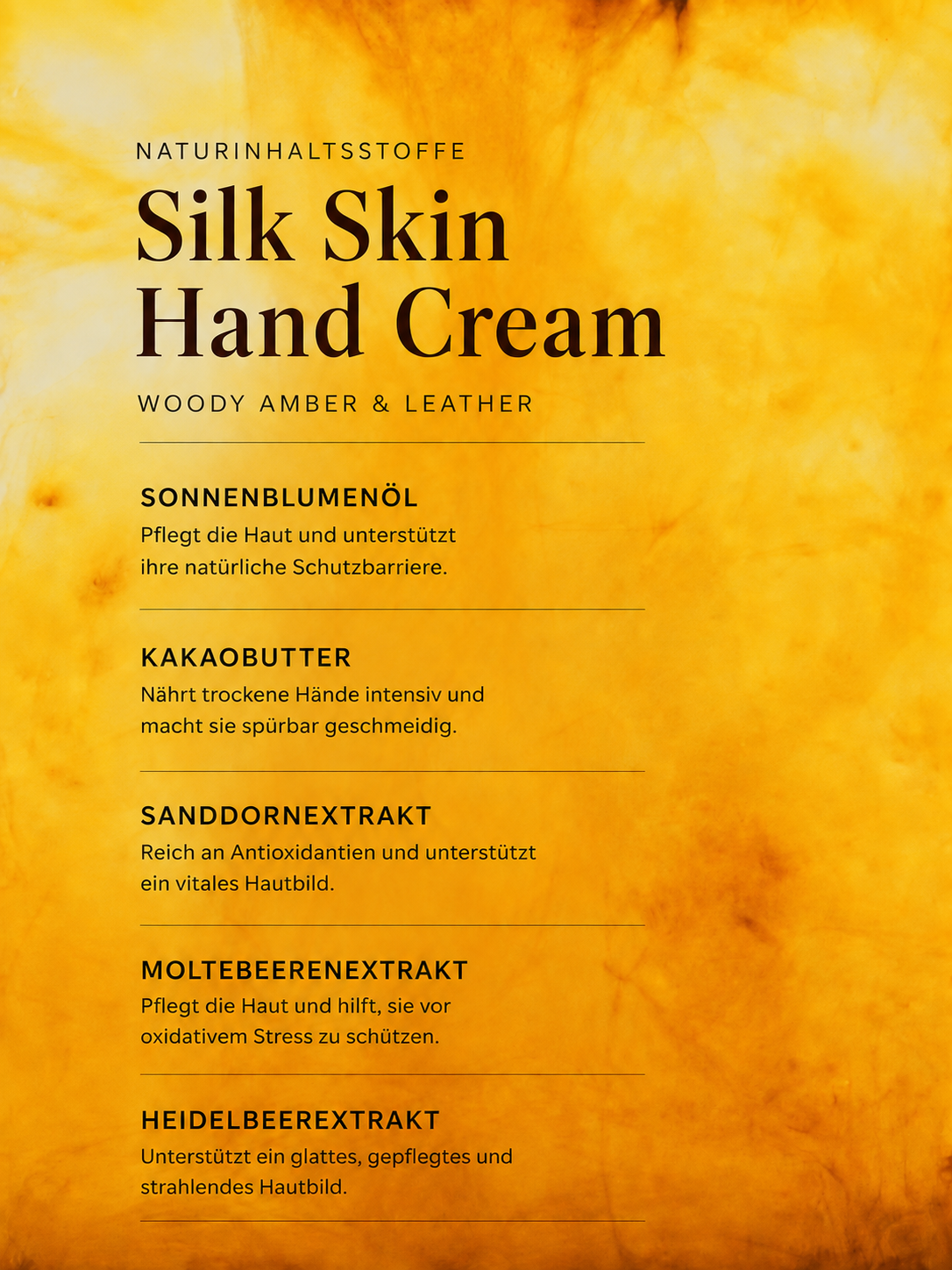 Silk Skin Hand Cream, Woody Amber & Leder