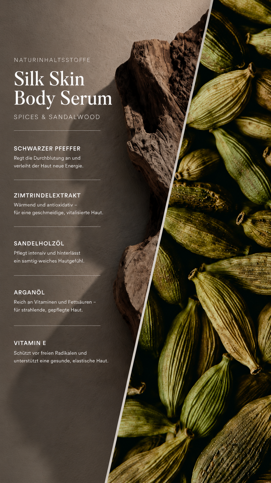 Silk Skin Body Serum, Spices & Sandalwood